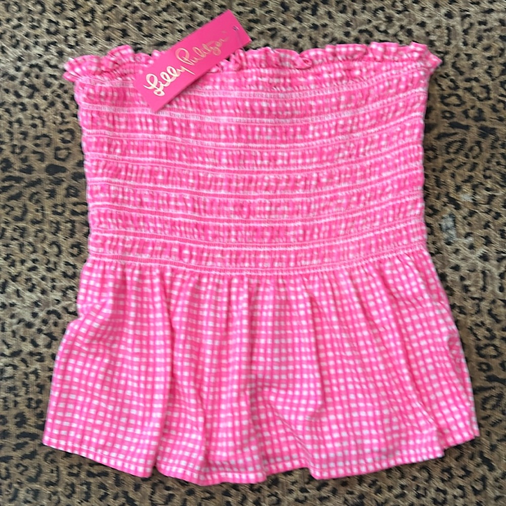 Lilly Pulitzer Jadis Top Strapless Pink Isle Along the Same Line #010122 | S NWT